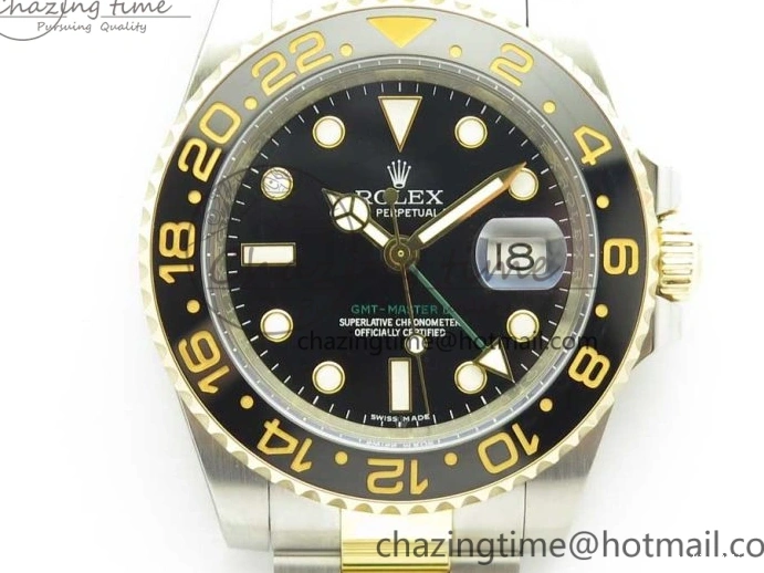 1219 Tailored GMT-Master II 116713 LN Black Ceramic Thick YG Wrapped 904L Steel 1:1 Noob Best Edition A3187 (Correct Hand Stack) 3304